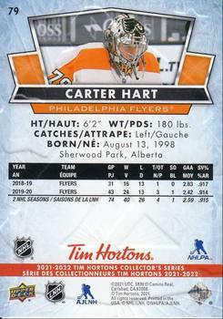 2021-22 Upper Deck Tim Hortons #79 Carter Hart Back