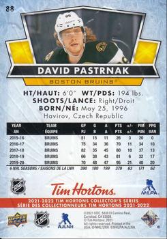 2021-22 Upper Deck Tim Hortons #88 David Pastrnak Back