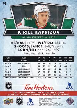 2021-22 Upper Deck Tim Hortons #98 Kirill Kaprizov Back