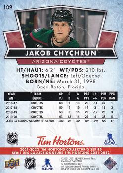 2021-22 Upper Deck Tim Hortons #109 Jakob Chychrun Back