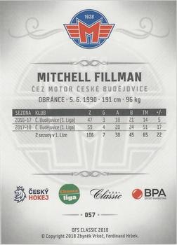 2018-19 OFS Chance Liga - Expo Brno #57 Mitchell Fillman Back