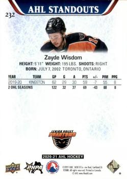 2020-21 Upper Deck AHL - Red #232 Zayde Wisdom Back