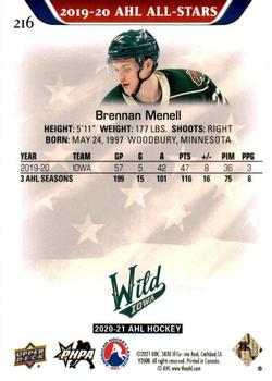 2020-21 Upper Deck AHL - Gold #216 Brennan Menell Back