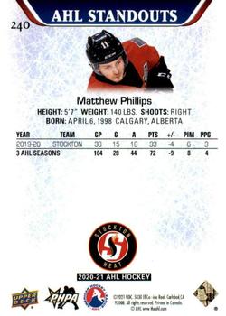2020-21 Upper Deck AHL - Gold #240 Matthew Phillips Back