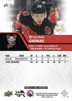 2020-21 Upper Deck AHL - UD Exclusives #46 Brandon Gignac Back