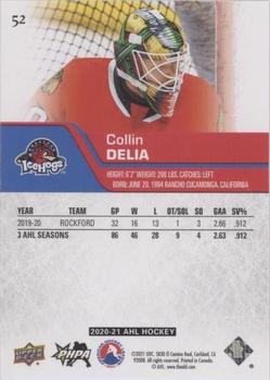 2020-21 Upper Deck AHL - UD Exclusives #52 Collin Delia Back