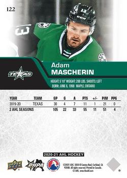 2020-21 Upper Deck AHL - UD Exclusives #122 Adam Mascherin Back