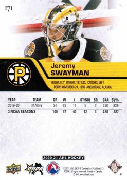 2020-21 Upper Deck AHL - UD Exclusives #171 Jeremy Swayman Back