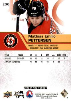 2020-21 Upper Deck AHL - UD Exclusives #200 Mathias Emilio Pettersen Back