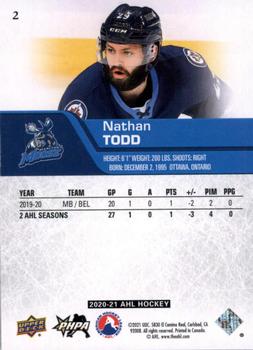 2020-21 Upper Deck AHL - UD High Gloss #2 Nathan Todd Back