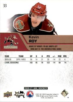 2020-21 Upper Deck AHL - UD High Gloss #33 Kevin Roy Back