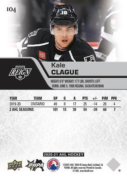 2020-21 Upper Deck AHL - UD High Gloss #104 Kale Clague Back