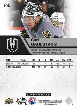 2020-21 Upper Deck AHL - UD High Gloss #106 Carl Dahlstrom Back