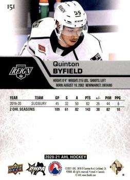 2020-21 Upper Deck AHL - UD High Gloss #151 Quinton Byfield Back
