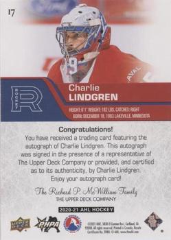 2020-21 Upper Deck AHL - Autographs #17 Charlie Lindgren Back