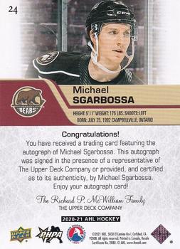 2020-21 Upper Deck AHL - Autographs #24 Michael Sgarbossa Back