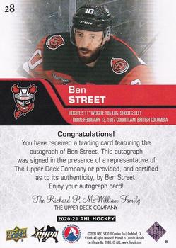 2020-21 Upper Deck AHL - Autographs #28 Ben Street Back