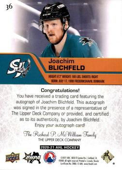 2020-21 Upper Deck AHL - Autographs #36 Joachim Blichfeld Back