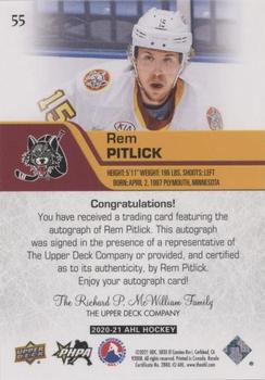2020-21 Upper Deck AHL - Autographs #55 Rem Pitlick Back