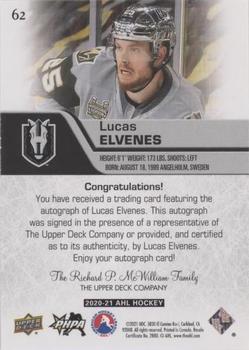 2020-21 Upper Deck AHL - Autographs #62 Lucas Elvenes Back