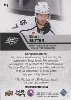 2020-21 Upper Deck AHL - Autographs #64 Brett Sutter Back