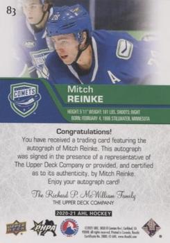 2020-21 Upper Deck AHL - Autographs #83 Mitch Reinke Back