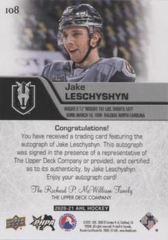 2020-21 Upper Deck AHL - Autographs #108 Jake Leschyshyn Back