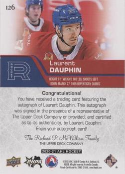 2020-21 Upper Deck AHL - Autographs #126 Laurent Dauphin Back