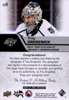 2020-21 Upper Deck AHL - Autographs #128 Troy Grosenick Back