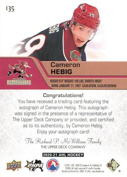 2020-21 Upper Deck AHL - Autographs #135 Cameron Hebig Back