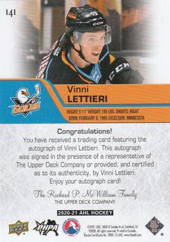 2020-21 Upper Deck AHL - Autographs #141 Vinni Lettieri Back