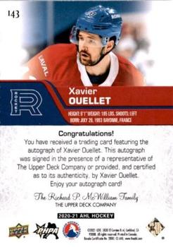 2020-21 Upper Deck AHL - Autographs #143 Xavier Ouellet Back