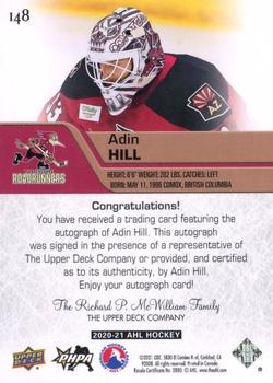 2020-21 Upper Deck AHL - Autographs #148 Adin Hill Back
