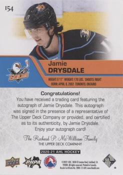 2020-21 Upper Deck AHL - Autographs #154 Jamie Drysdale Back