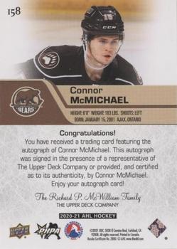 2020-21 Upper Deck AHL - Autographs #158 Connor McMichael Back