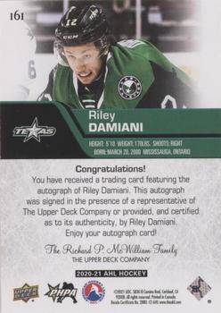2020-21 Upper Deck AHL - Autographs #161 Riley Damiani Back