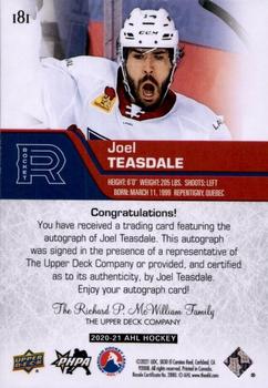 2020-21 Upper Deck AHL - Autographs #181 Joel Teasdale Back