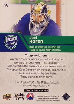 2020-21 Upper Deck AHL - Autographs #197 Joel Hofer Back