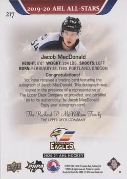 2020-21 Upper Deck AHL - Autographs #217 Jacob MacDonald Back