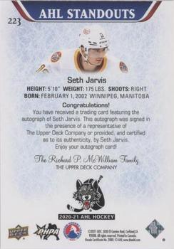 2020-21 Upper Deck AHL - Autographs #223 Seth Jarvis Back
