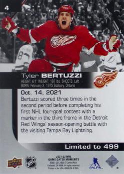 2021-22 Upper Deck Game Dated Moments #4 Tyler Bertuzzi Back