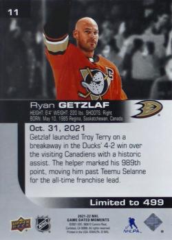 2021-22 Upper Deck Game Dated Moments #11 Ryan Getzlaf Back