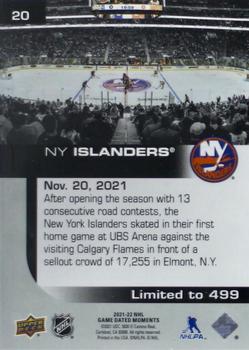 2021-22 Upper Deck Game Dated Moments #20 New York Islanders Back