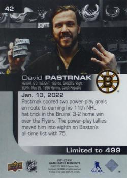 2021-22 Upper Deck Game Dated Moments #42 David Pastrnak Back