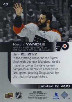 2021-22 Upper Deck Game Dated Moments #47 Keith Yandle Back