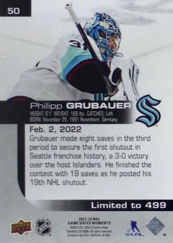 2021-22 Upper Deck Game Dated Moments #50 Philipp Grubauer Back