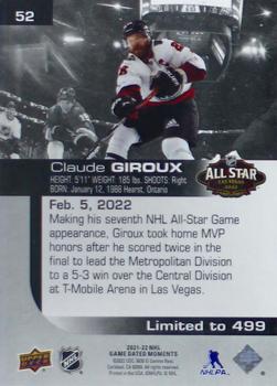 2021-22 Upper Deck Game Dated Moments #52 Claude Giroux Back