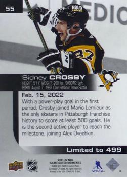 2021-22 Upper Deck Game Dated Moments #55 Sidney Crosby Back