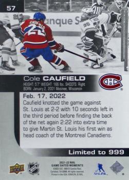 2021-22 Upper Deck Game Dated Moments #57 Cole Caufield Back