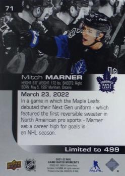 2021-22 Upper Deck Game Dated Moments #71 Mitch Marner Back
